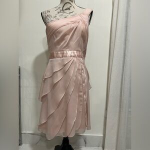 Adrianna Papell Blush One-Shoulder Layered Asymmetrical Chiffon Dress Size 10